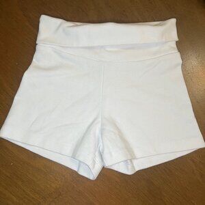 Los Angeles Apparel White Lycra Rib Yoga Shorts, size XS